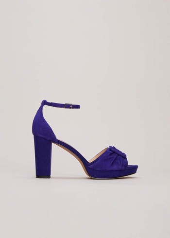 Phase Eight Blue Suede Platform Heels Blue Australia | QD8107549